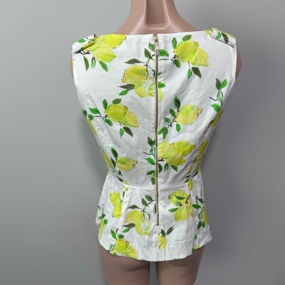 Kate Spade Thalia Peplum Bow Top Lemons 4 Spring Shirt - Picture 6 of 9